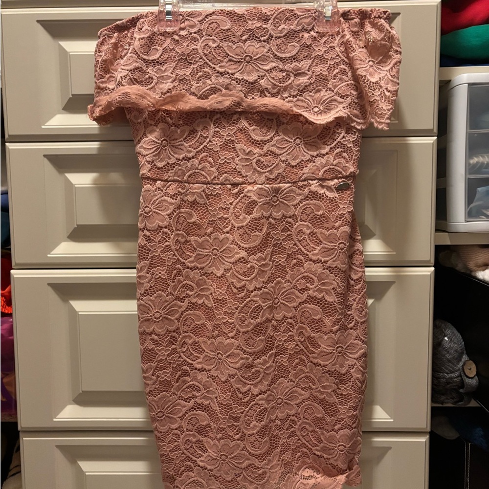 Guess Pink Off-Shoulder Bodycon Dress